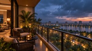 SNN Duomont balcony view in evening